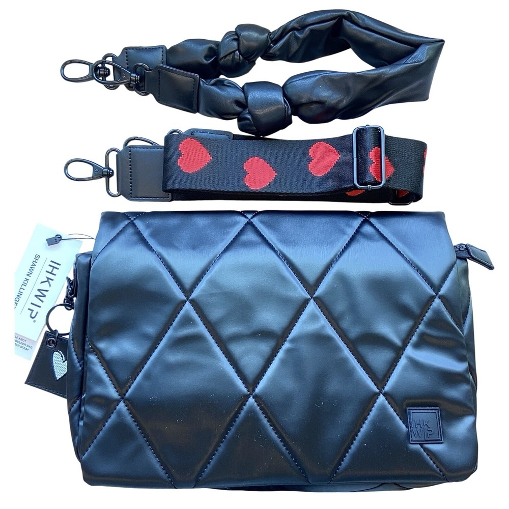 NWT IHKWIP Shawn Killinger Double Knot Convertible Crossbody Bag Black Red Heart